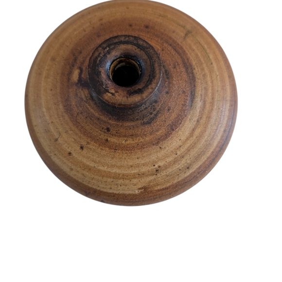 MCM Danish Vintage Brown and Tan Studio Pottery Ceramic Vase Artist Signed - Picture 4 of 16